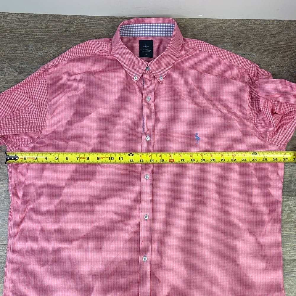 Tailorbyrd Red Micro-Gingham Button-Down Shirt Si… - image 8